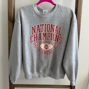 Medium 2014 OSU Ohio State Buckeye National Champions Grey Crewneck Sweatshirt